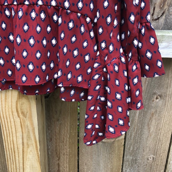 Gibson Bell Sleeve Ruffle Hem Blouse - Picture 4 of 9